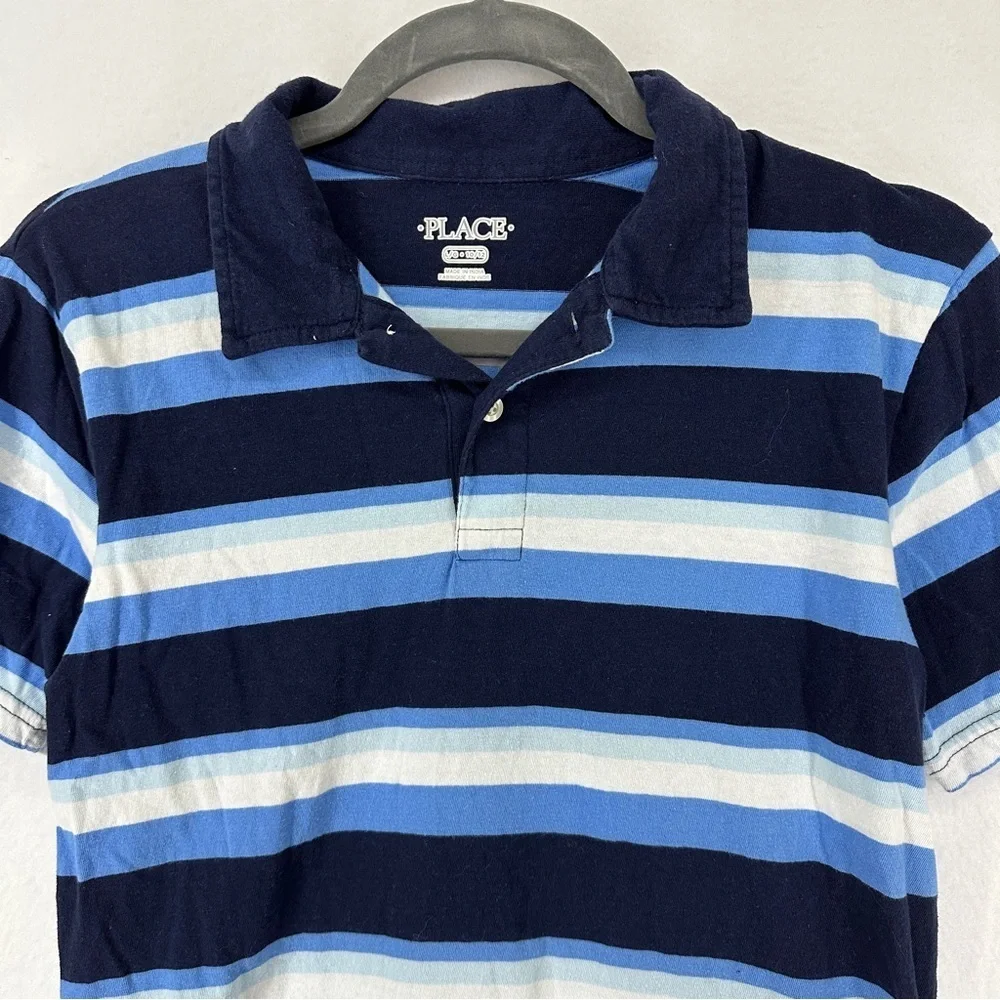 The Children’s‎ Place Short Sleeve Striped Jersey Polo Youth Boys Size L Blue
